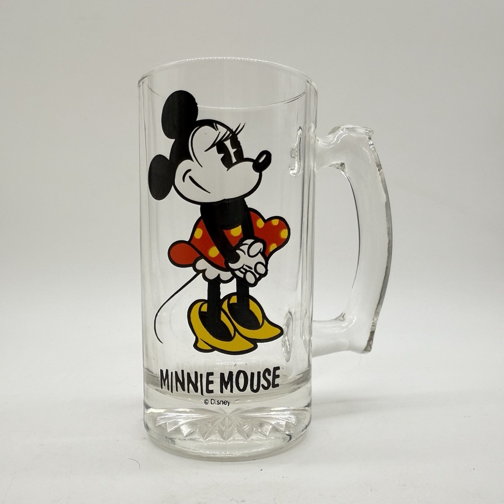 Disney Minnie Mouse‎ Glass Mug Beer Stein Heavy 70's 80's